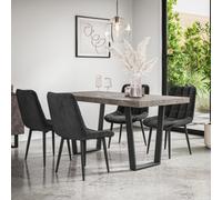 More4Homes Aria Dining Table And Chairs - Concrete Effect Table Top W Black Legs + Nova Velvet Dining Chair Set Of 4 (Black)