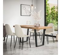 More4Homes Aria Dining Table And Chairs - Oak Effect Table Top W Black Legs + Maya Boucle Dining Chair Set Of 4 (Ivory White)