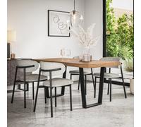 More4Homes Aria Dining Table And Chairs - Oak Effect Table Top W Black Legs + Myla Linen Dining Chair Grey Set Of 4