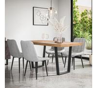 More4Homes Aria Dining Table And Chairs - Oak Effect Table Top W Black Legs + Nova Velvet Dining Chair Set Of 4 (Grey)