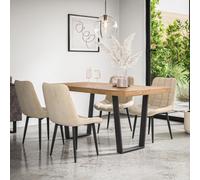 More4Homes Aria Dining Table And Chairs - Oak Effect Table Top W Black Legs + Nova Velvet Dining Chair Set Of 6 (Grey)