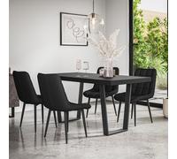 More4Homes Aria Dining Table & Chairs - Black Table Top w Black Legs + Nova Faux Leather Dining Chair Set Of 6 More4Homes Black
