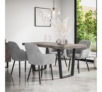 (Grey) Aria Dining Table And Chairs - Concrete Effect Table w 4-6 Anika Velvet Chair