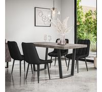 Aria Dining Table And Chairs - Concrete Effect Table Top w Black Legs + Nova Faux Leather Dining Chair Set Of 4 More4Homes Black One Size