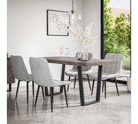 More4Homes Aria Dining Table And Chairs - Concrete Effect Table Top W Black Legs + Nova Velvet Dining Chair Set Of 4 (Grey)