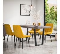 More4Homes Aria Dining Table & Chairs - Concrete Effect Table Top w Black Legs + Nova Velvet Dining Chair Set Of 4 in Mustard More4Homes Mustard