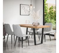More4Homes Aria Dining Table & Chairs - Oak Effect Table Top w Black Legs + Nova Velvet Dining Chair Set Of 4 in Grey More4Homes Grey