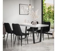Aria Dining Table And Chairs - White Marble Effect Table Top w Black Legs + Nova Faux Leather Dining Chair Set Of 4 More4Homes Black One Size