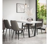 More4Homes Aria Dining Table & Chairs - White Marble Effect Table Top w Black Legs + Nova Faux Leather Dining Chair Set Of 4 in Grey More4Homes Grey