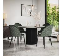 More4Homes Arlo Concrete Table Top W Black Legs + Raye Velvet Dining Chair Green Set Of 6
