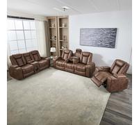 More4Homes Ashton 1+2+3 Seater Fabric Auto Recliner Sofa Set Brown