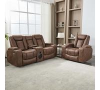 More4Homes Ashton 1+2 Seater Fabric Auto Recliner Sofa Set Brown