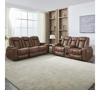 More4Homes Ashton 2+3 Seater Fabric Auto Recliner Sofa Set Brown