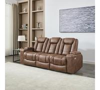More4Homes Ashton 3 Seater Fabric Auto Recliner Sofa Brown
