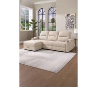 More4Homes Avery 3 Seater Electric Recliner Chaise Lounge Fabric Sofa in Beige More4Homes Beige 3 Seater