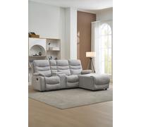 More4Homes Avon Chaise Manual Recliner Fabric Sofa with Drinks Console in Grey More4Homes Grey