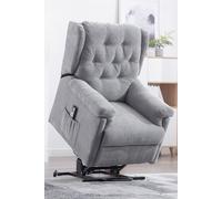More4Homes Barnsley Fabric Electric Dual Motor Rise Recliner Mobility Armchair in Grey More4Homes Grey