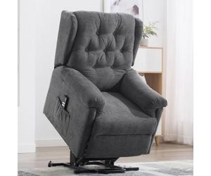 More4Homes Barnsley Fabric Electric Dual Motor Riser Rise Recliner Lift Mobility Tilt Armchair Charcoal