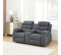More4Homes Boston 2 Seater Manual Recliner Sofa W Drinks Console (Grey)