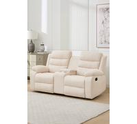 More4Homes Boston 2 Seater Manual Recliner Sofa w Drinks Console in Beige More4Homes Beige