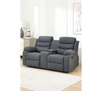 More4Homes Boston 2 Seater Manual Recliner Sofa w Drinks Console in Grey More4Homes Grey