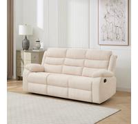More4Homes Boston 3 Seater Fabric Manual Recliner Sofa (Beige)