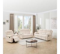 More4Homes Boston Manual Recliner Fabric 1+2+3 Seater Sofa Set (Beige)