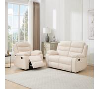 More4Homes Boston Manual Recliner Fabric 1+2 Seater Sofa Set (Beige)