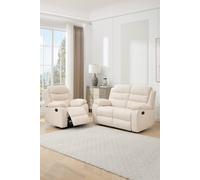 More4Homes Boston Manual Recliner Fabric 1+2 Seater Sofa Set in Beige More4Homes Beige