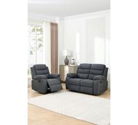 More4Homes Boston Manual Recliner Fabric 1+2 Seater Sofa Set (Grey)