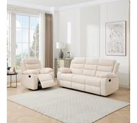 More4Homes Boston Manual Recliner Fabric 1+3 Seater Sofa Set (Beige)