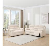 More4Homes Boston Manual Recliner Fabric 1+3 Seater Sofa Set (Beige)