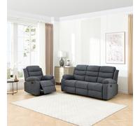 More4Homes Boston Manual Recliner Fabric 1+3 Seater Sofa Set (Grey)
