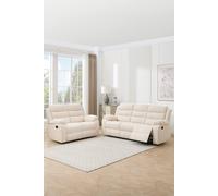 More4Homes Boston Manual Recliner Fabric 1+3 Seater Sofa Set in Beige More4Homes Beige