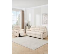 More4Homes Boston Manual Recliner Fabric 1+3 Seater Sofa Set in Beige More4Homes Beige