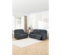 More4Homes Boston Manual Recliner Fabric 1+3 Seater Sofa Set in Grey More4Homes Grey