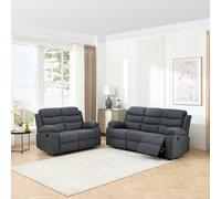 More4Homes Boston Manual Recliner Fabric 2+3 Seater Sofa Set (Grey)