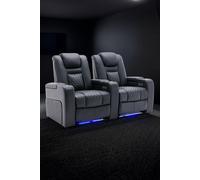 More4Homes Broadway 2 Seater Cinema Electric Recliner Chair USB Charging LED Base in Black More4Homes Black