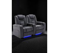 More4Homes Broadway 2 Seater Electric Recliner Cinema Sofa Usb Charging Led Base (Black W White Stitching)