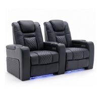 More4Homes Broadway 2 Seater Electric Recliner Cinema Sofa Usb Charging Led Base (Black)