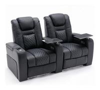 More4Homes Broadway 2 Seater Electric Recliner Cinema Sofa Usb Charging Led Base With Tray (Black)