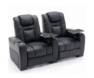 More4Homes Broadway 2 Seater Electric Recliner Cinema Sofa Usb Charging Led Base With Tray (Black)