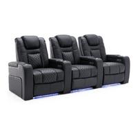 More4Homes Broadway 3 Seater Electric Recliner Cinema Sofa Usb Charging Led Base (Black)