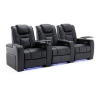 More4Homes Broadway 3 Seater Electric Recliner Cinema Sofa Usb Charging Led Base With Tray (Black)
