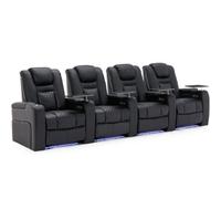 More4Homes Broadway 4 Seater Electric Recliner Cinema Sofa Usb Charging Led Base With Tray (Black)