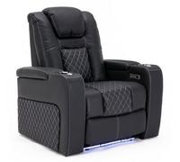 More4Homes Broadway Cinema Electric Recliner Chair Usb Charging Led Base (Black W White Stitching)