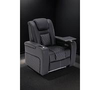 More4Homes Broadway Cinema Electric Recliner Chair Usb Charging LED Base With Tray (black W White Stitching), Black