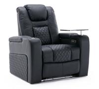 More4Homes Broadway Cinema Electric Recliner Chair Usb Charging Led Base With Tray (Black)