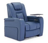 More4Homes Broadway Cinema Electric Recliner Chair Usb Charging Led Base With Tray (Blue)