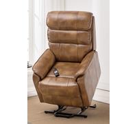 More4Homes Buckingham Dual Motor Electric Rise Recliner Bonded Leather Chair in Tan More4Homes Tan